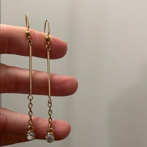 Elegant Gold Drop Earrings with Crystal Accents